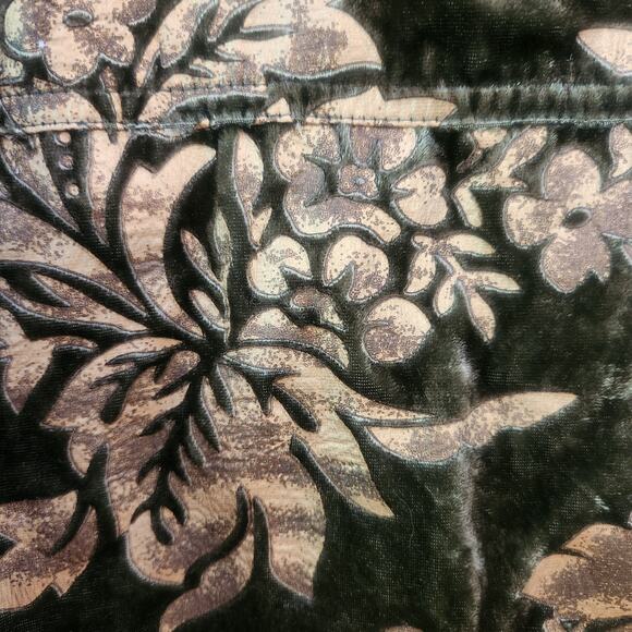 VTG Y2K Erin London Blazer Jacket 2X Womens Velvet Green Rustic Floral Fairy Art - Picture 5 of 16